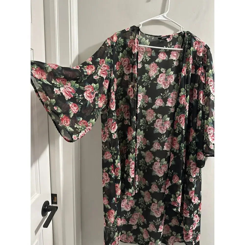 🔴Expresso Plus Size Mesh‎ Floral Print Kimono size 1X